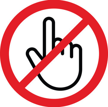 Do not touch sign with a hand finger gesture icon in a red circle