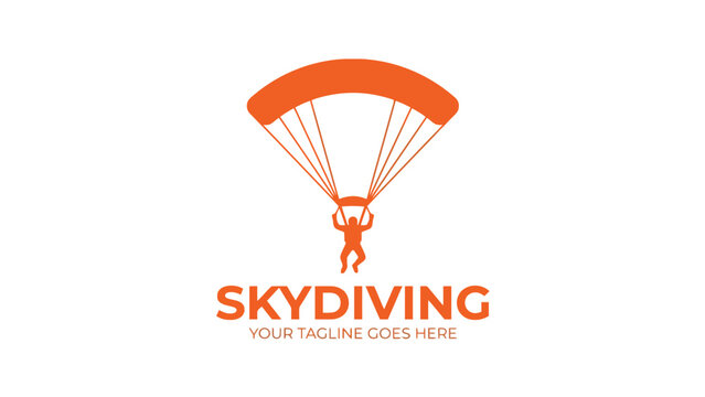 Skydiving parachute logo icon with text