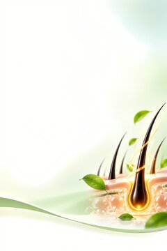 Hair Follicle and Scalp Treatment Concept with Botanical Elements and Copy Space