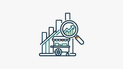 Obraz premium Magnifying glass analyzing financial charts and data.