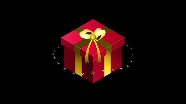 Red gift boxes with gold ribbons in grid layout on black background