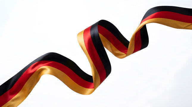 Curving Germany Flag Ribbon Streamer Isolated on White Background