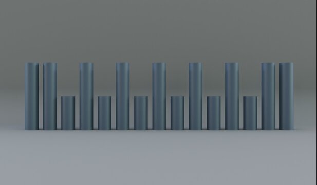 Abstract background, minimalist scene, cylindrical bars, 3D illustration.