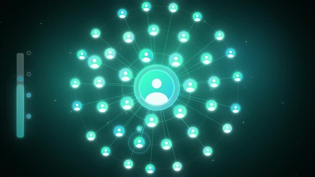 Mint follower network of avatars orbiting a profile seamless loop