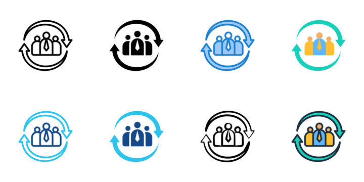 HR icons set multiple style collection. Editable stroke 