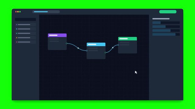 Digital node programming interface on green screen background