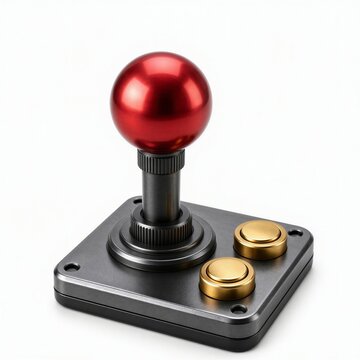 3D retro arcade game joystick icon isolated on white background
