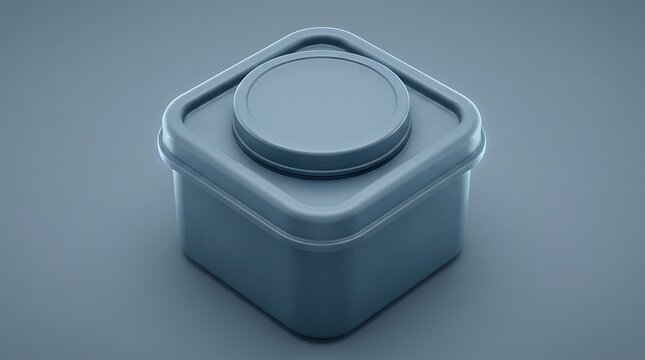 Blue plastic food storage container with a round lid for keeping kitchen leftovers fresh and organized. thick-walled container