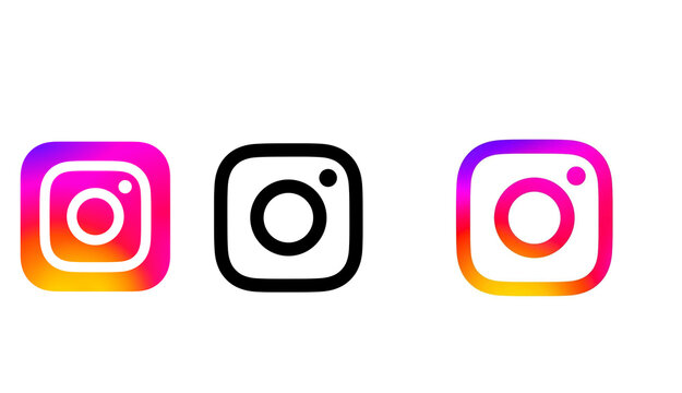Instagram logos representing social networking photo sharing and digital media platform.