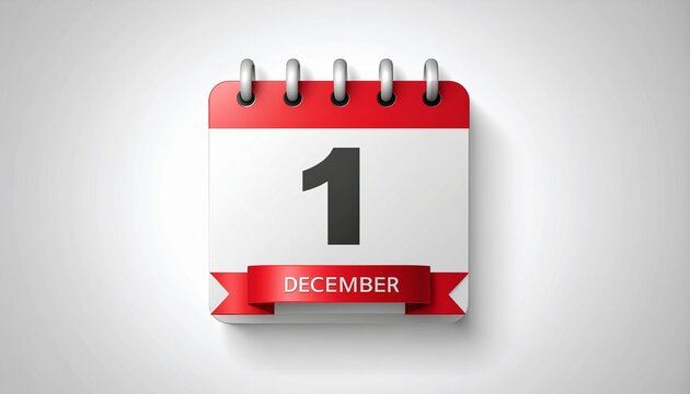3D render of a wall calendar showing the date December 1st.