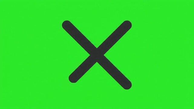 X Mark Icon Animation on Green Screen