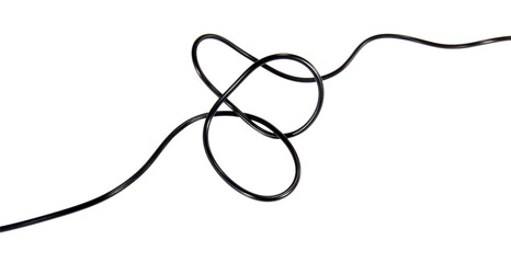 Obraz premium Black wire cable of usb and adapter isolated on white background.Electronic Connector.Selection focus. 