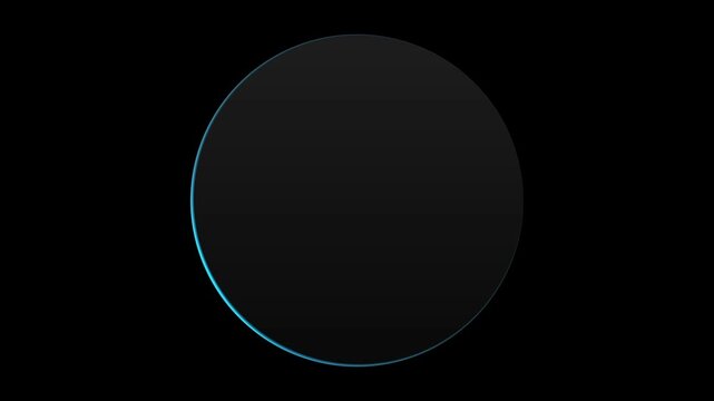 Animated abstract futuristic circle frame glowing on black background, frame with glowing edges with 4K animation