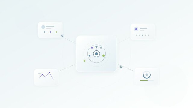 Dynamic digital data network motion graphics displaying connected analytics charts and graphs animation video footage