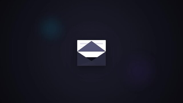 Minimalist envelope icon with open flap on a dark background