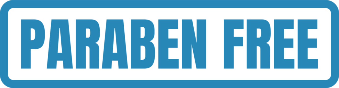 Paraben free blue stamp icon for natural cosmetic labeling and clean beauty industry product packaging