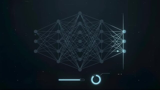Neural network is simplified through controlled pruning while processing speed and efficiency improve in a clean seamless AI optimization animation.