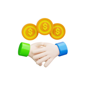 Handshake 3d render icons