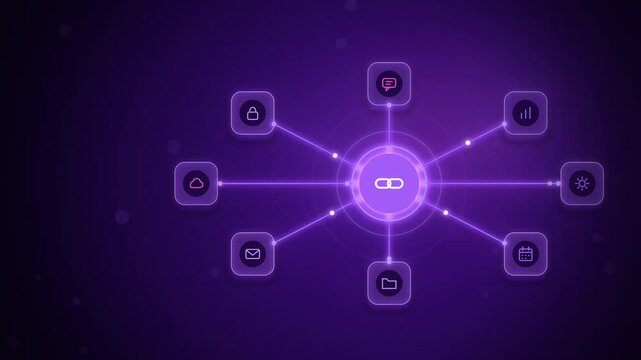 Violet app integrations hub with connected app icons and pulses