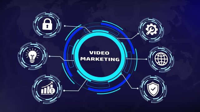 Dynamic marketing infographic motion animation featuring interactive digital for business strategy, global connectivity, data analytics, and corporate communication concepts