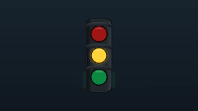 Traffic Light Displaying All Three Colors Simultaneously on Dark Background.