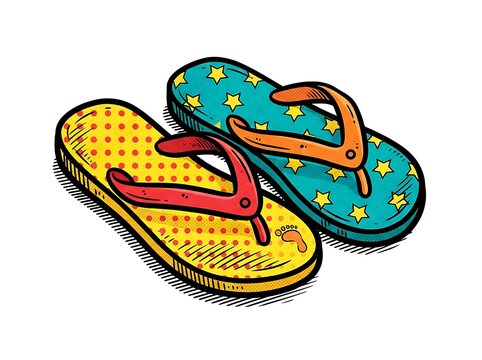 Colorful flip flop sandals with fun patterns