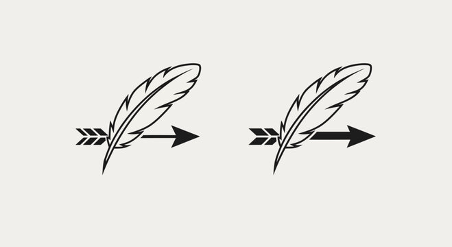 Feather and Arrow Icon Set
