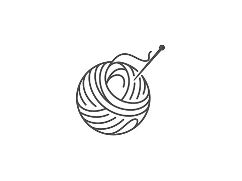 Ball of yarn and needle simple icon
