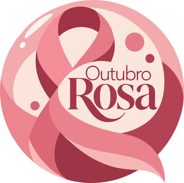 La&ccedil;o rosa em composi&ccedil;&atilde;o circular com Outubro Rosa para conscientiza&ccedil;&atilde;o sobre c&acirc;ncer de mama