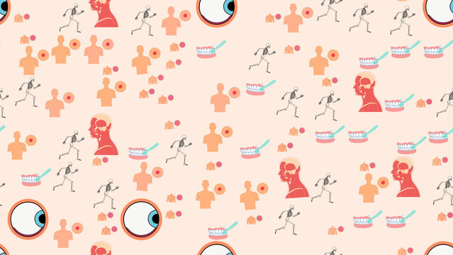 Anatomical Pattern with Skeletons and Dental Hygiene