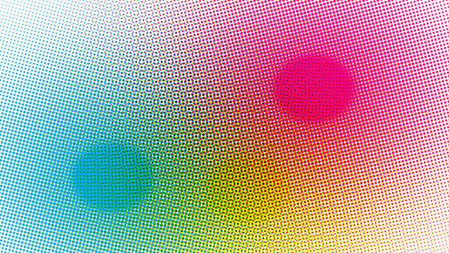 CMY rotated dot screens halftone gradient