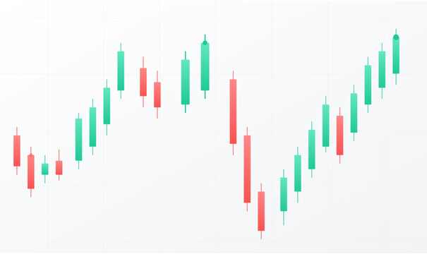 Financial candlestick chart vector illustration on light background for stock trading market analysis