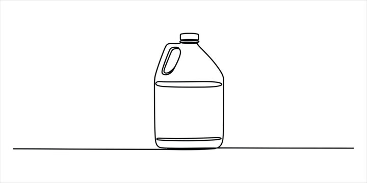 Continuous single line drawing of a plastic gallon jug container for liquid cleaning products and milk