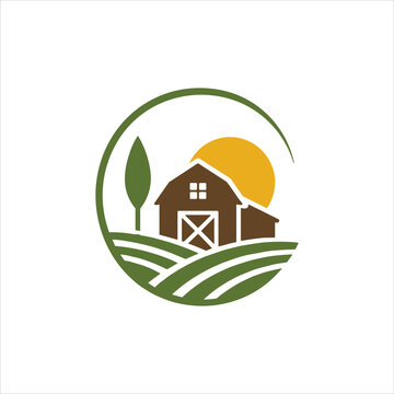 Farm Logo Green Backyard Vector Illustration