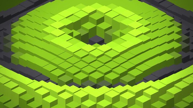 Acid green isometric cube field in rising waves seamless loop