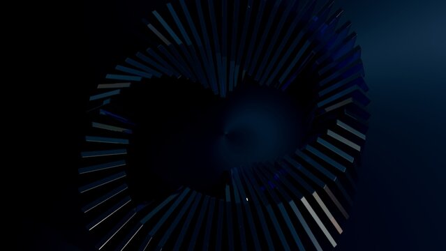 Abstract dark 3D background with circular stealth glass ring and deep shadows