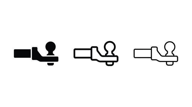 Trailer hitch ball icon set in solid and outline styles