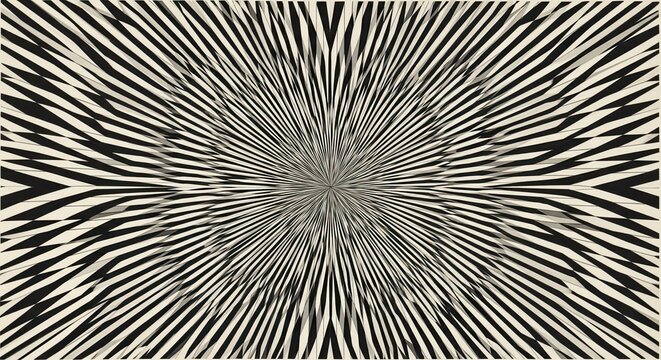 Black and white abstract sunburst pattern with radiating lines
