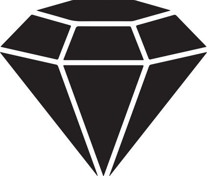 Minimalist black silhouette icon of a sparkling diamond with gemstone valuable brilliant silhouette minimalist precious accessory expensive brilliance isolated background USA, American, United States