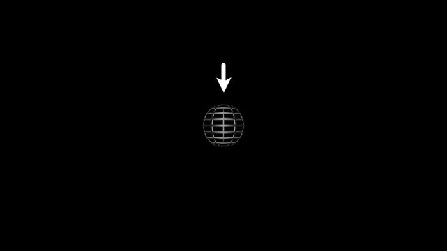 Global download neubrutalism UI element animation. Globe symbol with downward arrow. Worldwide data. Animated flat user interface component for web and app design. Neo memphis motion graphic