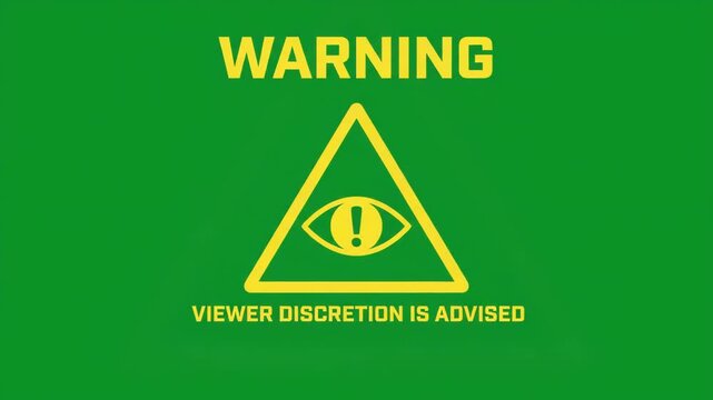 Warning Sign Viewer Discretion Is Advised Motion Graphic Green Screen Background
