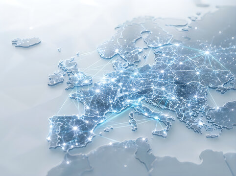 Global business connectivity network map of europe with connectivity business technology internet communication
