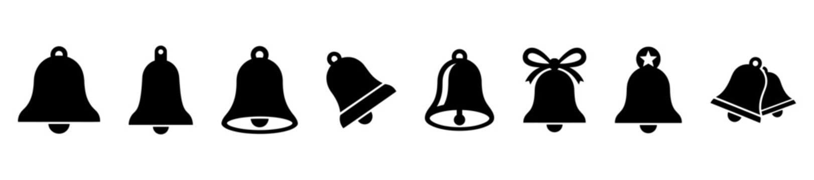 Christmas bells collection set displaying different jingle bell shapes for seasonal holiday design projects.