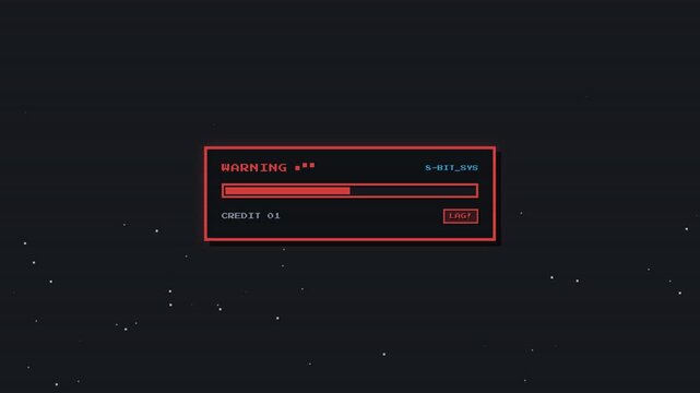 Premium 4K UI animation of an 8-bit retro arcade loading bar featuring authentic pixel-snapping motion, parallax starfield background, CRT scanline ov.