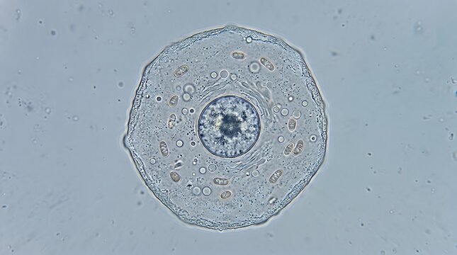 Microscopic view of a unicellular amoeba organism in water
