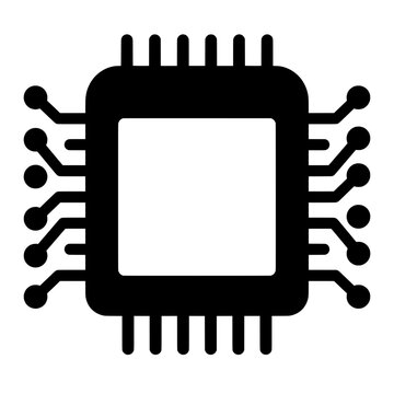 CPU microchip icon vector representing computer hardware, processor technology, and microelectronics