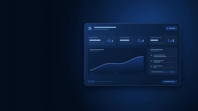 Dark mode business analytics dashboard windows cycling with charts and graphs motion graphics