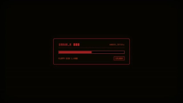 Premium 4K UI animation of an 80s vintage amber CRT terminal loading bar, featuring authentic scanlines, screen curvature vignette, terminal block cur.