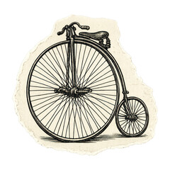 Naklejka na ściany i meble PNG Vintage bicycle sketch illustration.