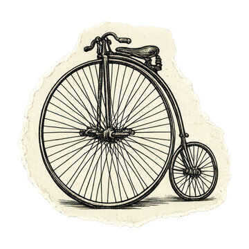 PNG Vintage bicycle sketch illustration.